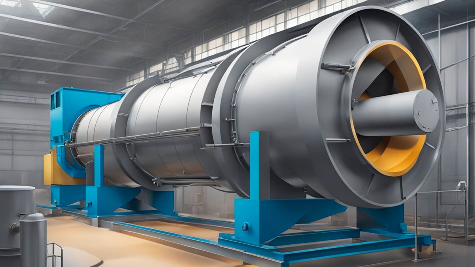 Técnico inspeccionando una planta de tratamiento de aguas residuales modular de color verde marca BIOMAX SYNERTECH, que incluye módulos de pretratamiento, decantación, DAF y oxidación avanzada. La planta está ubicada en un entorno industrial con techo alto y tuberías visibles. - ver más información